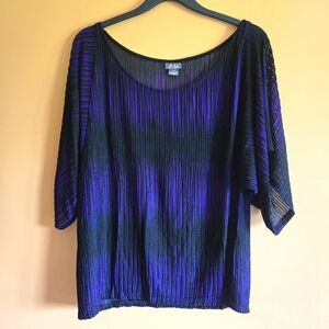 Dots Sheer Purple & Black Wide Sleeved Flowy Top, PTP=21.5"